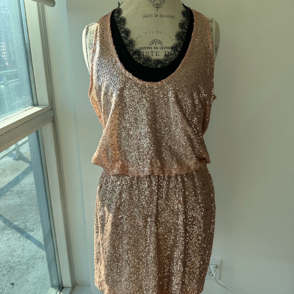 Robert Rodriguez Rose Gold Sequin Mini Dress